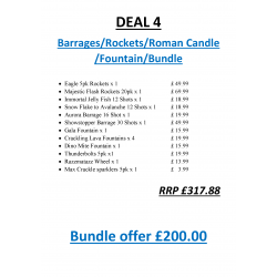 Deal 4 Barrages-Rockets-Roman Candles-Fountains Deal 4 Barrages-Rockets-Roman Candles-Fountains